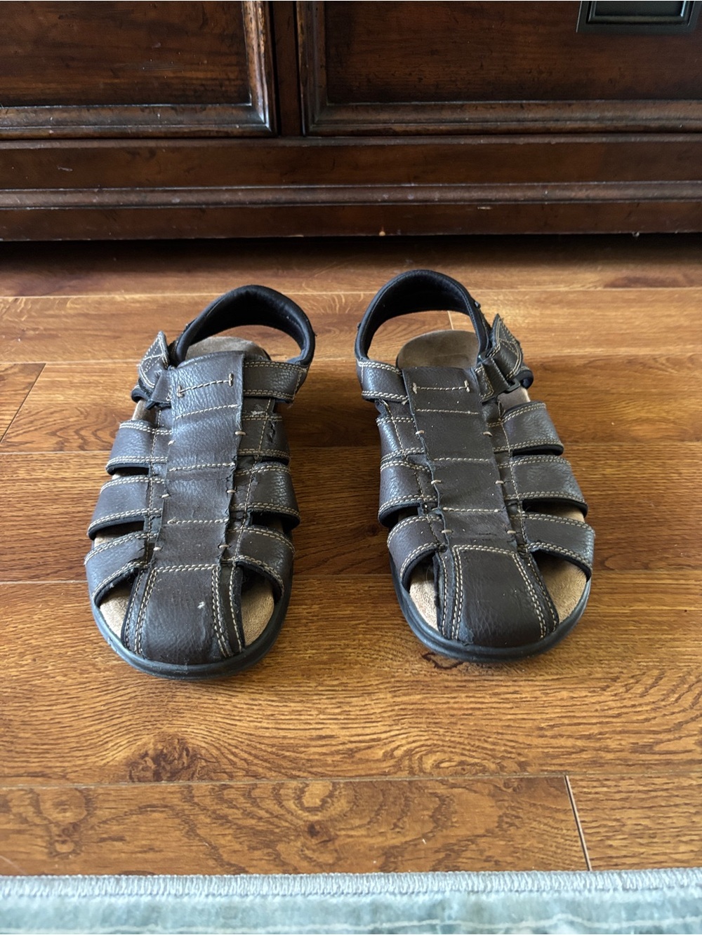 Men's Brown Fisherman Sandals - Comfortable Casual Slip-On size 12